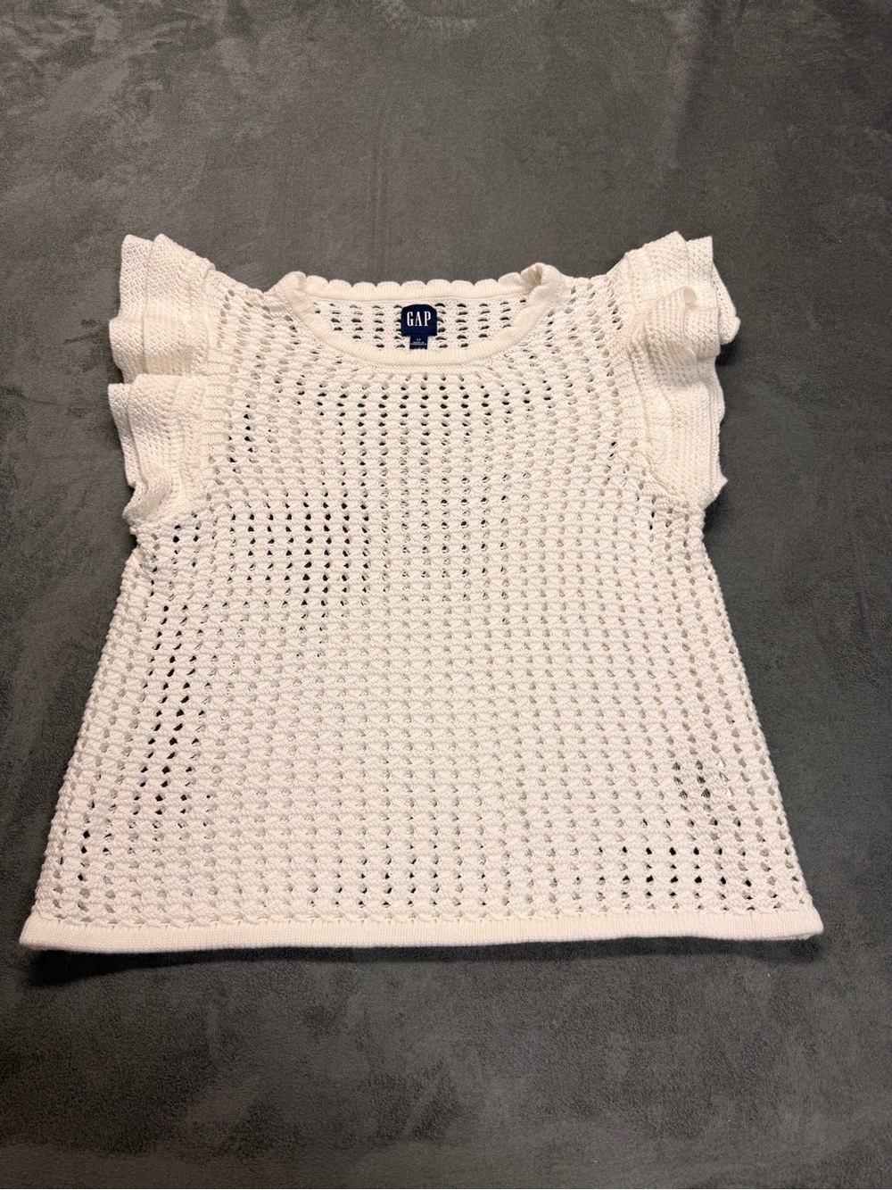 GAP Cream Crochet Flutter Sleeve Top